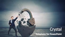  Presentation with breaking through - Beautiful slide set featuring businessman breaking stone lock backdrop and a ocean colored foreground