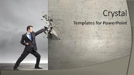  Presentation with karate - PPT theme enhanced with businessman breaking stone wall background and a  colored foreground