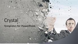  Presentation with final - Colorful presentation enhanced with businessman breaking stone wall backdrop and a light gray colored foreground