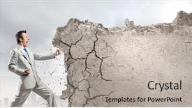  Presentation with final - Presentation design enhanced with businessman breaking stone wall background and a light gray colored foreground