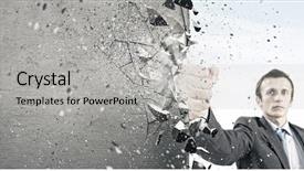  Presentation with karate - Slide deck enhanced with businessman breaking stone wall background and a light gray colored foreground