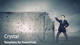  Presentation with stacked stone wall - Presentation consisting of businessman breaking stone wall background and a  colored foreground