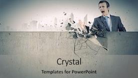  Presentation with final - Presentation theme consisting of businessman breaking stone wall background and a  colored foreground