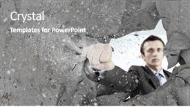  Presentation with final - Colorful PPT theme enhanced with businessman breaking stone wall backdrop and a gray colored foreground