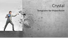  Presentation with karate - Presentation theme consisting of businessman breaking stone wall background and a light gray colored foreground