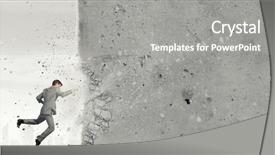  Presentation with karate - Cool new slides with businessman breaking stone wall backdrop and a gray colored foreground