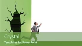  Presentation with breaking through - Slide deck consisting of businessman-breaking-through-the-wall background and a tawny brown colored foreground