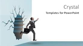  Presentation with breaking through - Slides featuring businessman-breaking-through-the-wall background and a white colored foreground