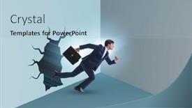  Presentation with breaking through - Slides featuring businessman-breaking-through-the-wall background and a light blue colored foreground