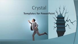  Presentation with breaking through - Presentation consisting of businessman-breaking-through-the-wall background and a light blue colored foreground