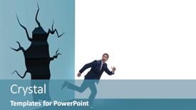  Presentation with breaking through - PPT layouts consisting of businessman-breaking-through-the-wall background and a teal colored foreground