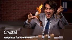  Presentation with late - Cool new PPT theme with businessman burning the evidence late backdrop and a tawny brown colored foreground