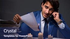  Presentation with late - Audience pleasing PPT layouts consisting of businessman burning the evidence late backdrop and a navy blue colored foreground