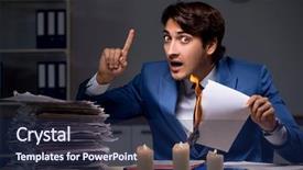  Presentation with evidence law - Slide set enhanced with businessman burning the evidence late background and a navy blue colored foreground