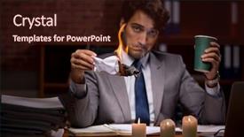  Presentation with late - Colorful PPT theme enhanced with businessman burning the evidence late backdrop and a wine colored foreground