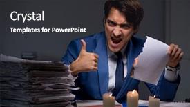  Presentation with late - Colorful presentation design enhanced with businessman burning the evidence late backdrop and a dark gray colored foreground