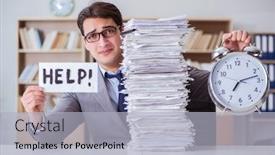  Presentation with paperwork - Presentation theme consisting of businessman-busy-with-paperwork background and a light gray colored foreground