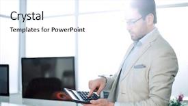  Presentation with profit - Presentation design having businessman can use the calculator background and a white colored foreground