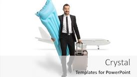  Presentation with mattress - PPT layouts consisting of businessman-carrying-a-floating-mattress background and a white colored foreground