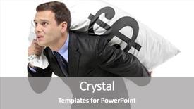  Presentation with dollar sign - Slide deck featuring businessman carrying a money bag background and a gray colored foreground