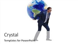  Presentation with shepherd carrying sheep on shoulder - Slides having businessman carrying earth on his background and a white colored foreground