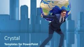  Presentation with earth - Slide set with businessman-carrying-earth background and a ocean colored foreground