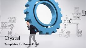  Presentation with doodle - Amazing theme having businessman carrying something with his hands against doodle office backdrop and a light gray colored foreground