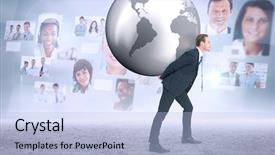  Presentation with world wide web in business - Audience pleasing slide deck consisting of desert map - businessman carrying the world backdrop and a light blue colored foreground