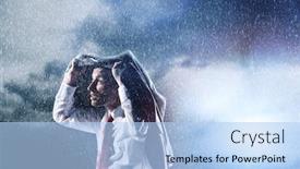  Presentation with rain - Presentation theme with businessman-caught-in-heavy-rain background and a light blue colored foreground