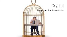  Presentation with cage - Presentation design featuring businessman-caught-in-the-cage background and a  colored foreground