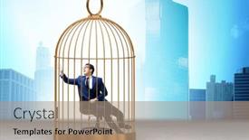  Presentation with cage - Theme enhanced with businessman-caught-in-the-cage background and a coral colored foreground
