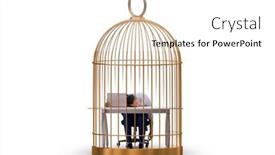  Presentation with cage - PPT layouts consisting of businessman-caught-in-the-cage background and a  colored foreground