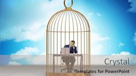  Presentation with cage - Theme enhanced with businessman-caught-in-the-cage background and a coral colored foreground