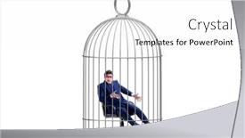  Presentation with cage - Presentation theme with businessman-caught-in-the-cage background and a white colored foreground