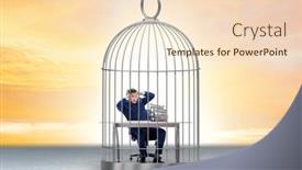  Presentation with cage - Presentation design featuring businessman-caught-in-the-cage background and a lemonade colored foreground