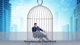  Presentation with cage - PPT theme enhanced with businessman-caught-in-the-cage background and a light gray colored foreground