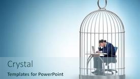  Presentation with rib cage - Presentation enhanced with businessman-caught-in-the-cage background and a light blue colored foreground