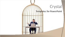  Presentation with freshly caught anchovy fishes engroulis - Presentation having businessman-caught-in-the-cage background and a white colored foreground