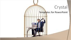  Presentation with rib cage - PPT theme with businessman-caught-in-the-cage background and a white colored foreground