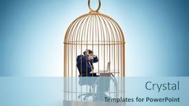  Presentation with rib cage - Presentation theme consisting of businessman-caught-in-the-cage background and a light blue colored foreground