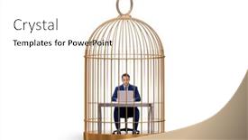 Presentation with rib cage - Slide deck having businessman-caught-in-the-cage background and a white colored foreground