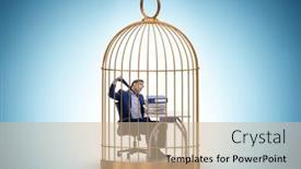  Presentation with rib cage - Theme consisting of businessman-caught-in-the-cage background and a soft green colored foreground