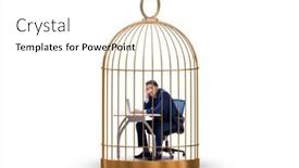  Presentation with rib cage - Presentation design having businessman-caught-in-the-cage background and a white colored foreground