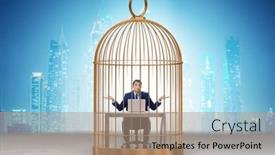  Presentation with rib cage - Slide deck enhanced with businessman-caught-in-the-cage background and a coral colored foreground