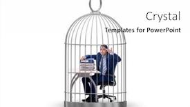  Presentation with rib cage - PPT theme featuring businessman-caught-in-the-cage background and a white colored foreground