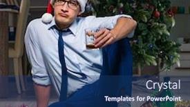  Presentation with collage of families celebrating christmas - Audience pleasing PPT layouts consisting of businessman-celebrating-christmas-at-home backdrop and a ocean colored foreground