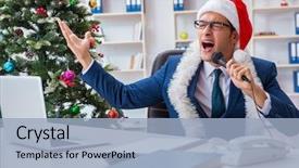  Presentation with holiday - PPT layouts consisting of businessman celebrating christmas holiday background and a light blue colored foreground