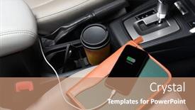  Presentation with coffee cup - Theme featuring businessman-cell-phone background and a coral colored foreground