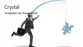  Presentation with people lost money fired businessman - Cool new presentation theme with businessman chasing money on fishing backdrop and a  colored foreground