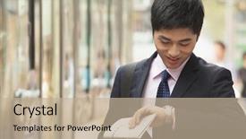  Presentation with patient waiting time - Theme having businessman checking the time wait background and a mint green colored foreground